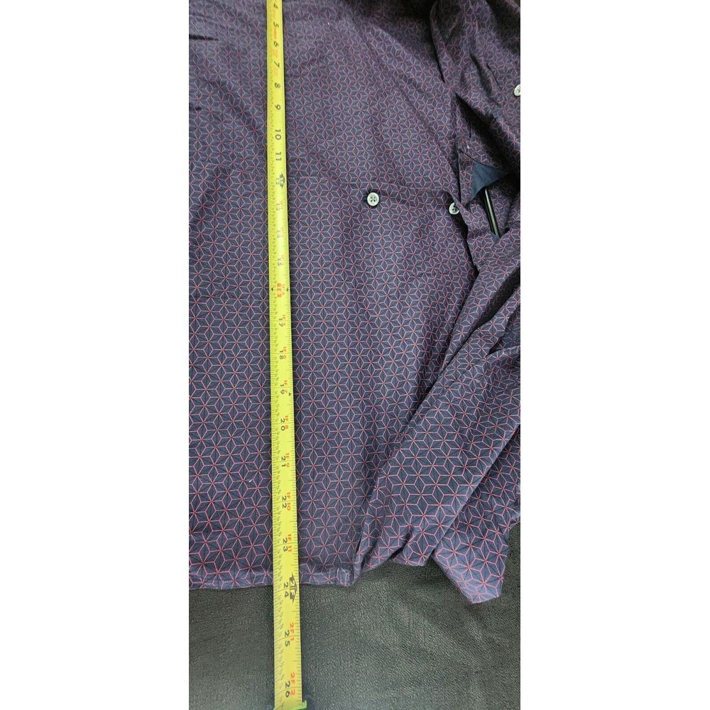 Alfani Mens Blue Red Collared Long Sleeve Slim Fit Button Up Shirt Size Large - Picture 6 of 7